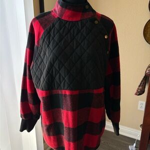 Mazik Red and Black Plaid Sweater
